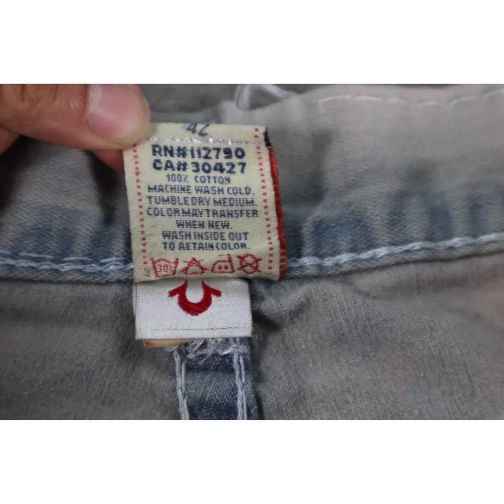True Religion Shorts Mens 37‎ Blue Denim Bermuda Distressed 12in Inseam